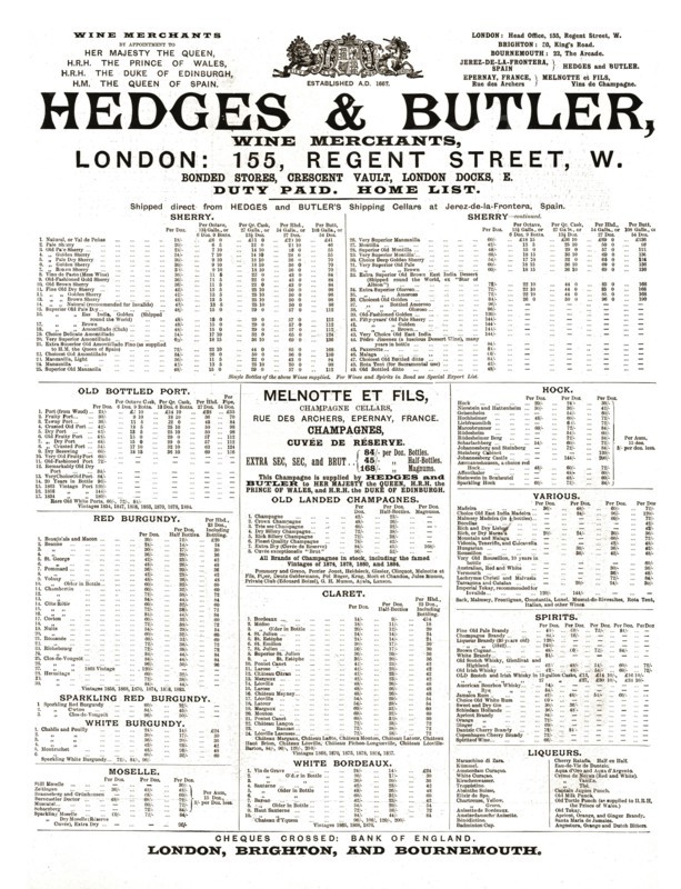 ''Hedges and Butler Wine Merchants', 1891. Creator: Unknown.