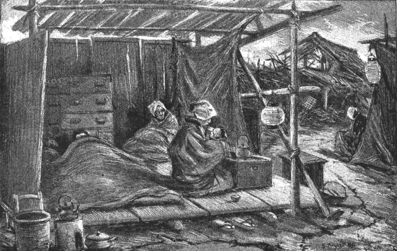'The Great Earthquake in Japan; Views at The Scene of the Disaster, Inhabitants of Ogaki', 1891. Creator: G Bigot.