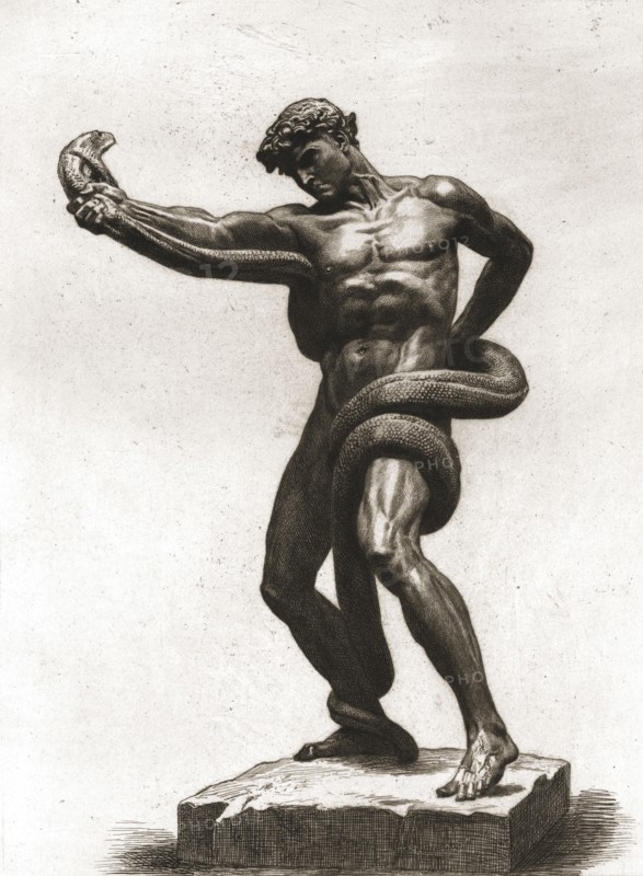 'The Athlete Wrestling With A Python', after ''Sir Frederick Leighton, P.R.A.', c1880-83. Creator: A Gilbert.