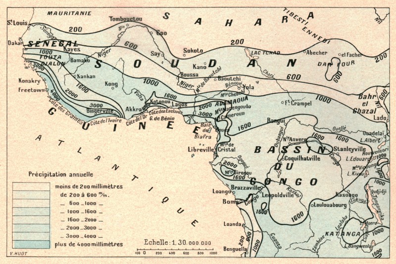 ''Carte des pluies; L'Ouest Africain', 1914. Creator: Unknown.