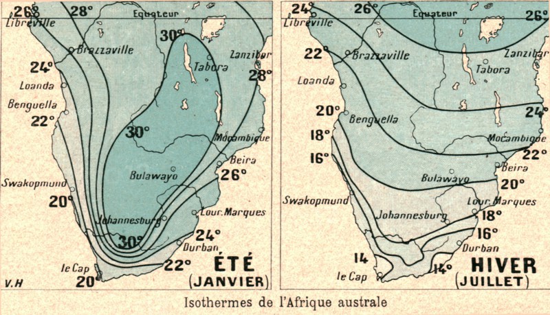 ''Isothermes de l'Afrique australe; Afrique Australe', 1914. Creator: Unknown.