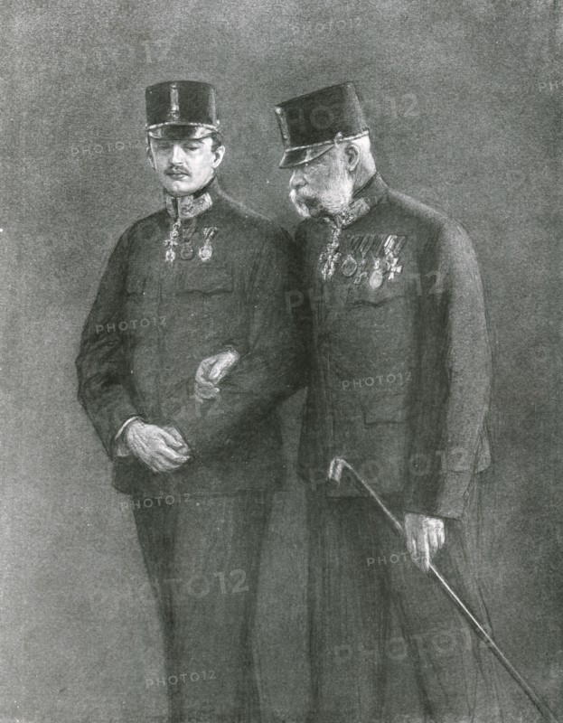 'Francois-Joseph et Charles de Habsbourg', 1914. Creator: J Simont.