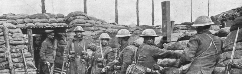 'L'effort Canadien; Canadiens occupant des tranchees en Flandre', 1915 (1916).. Creator: Unknown.