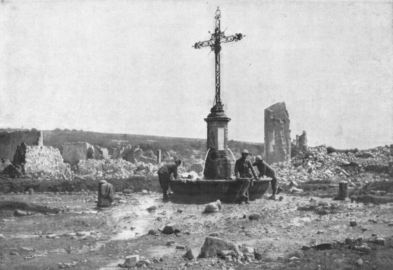 'La croix d'Avocourt: restee debout au milieu du village aneanti', 1916. Creator: Unknown.