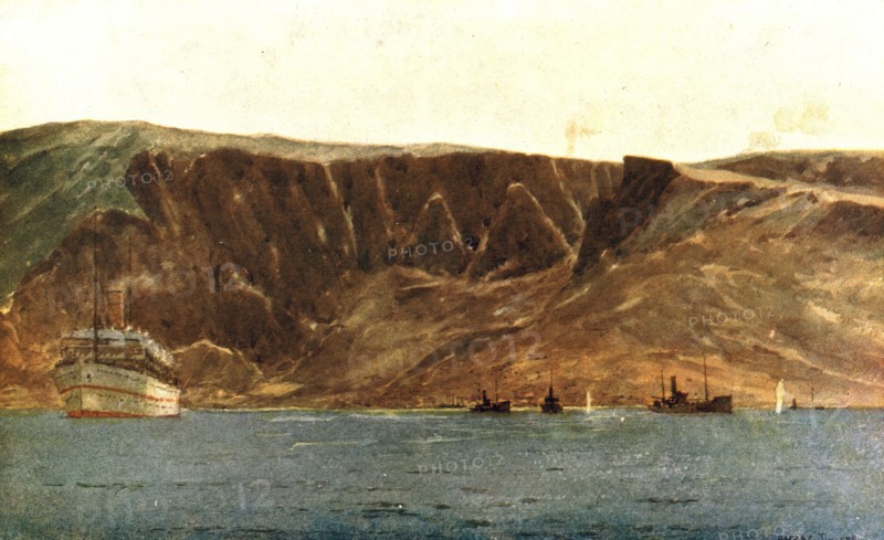 'La baie de Suvla et les Falaises d'Anzac; Les falaises d'Anzac', 1915 (1916). Creator: Norman Wilkinson.