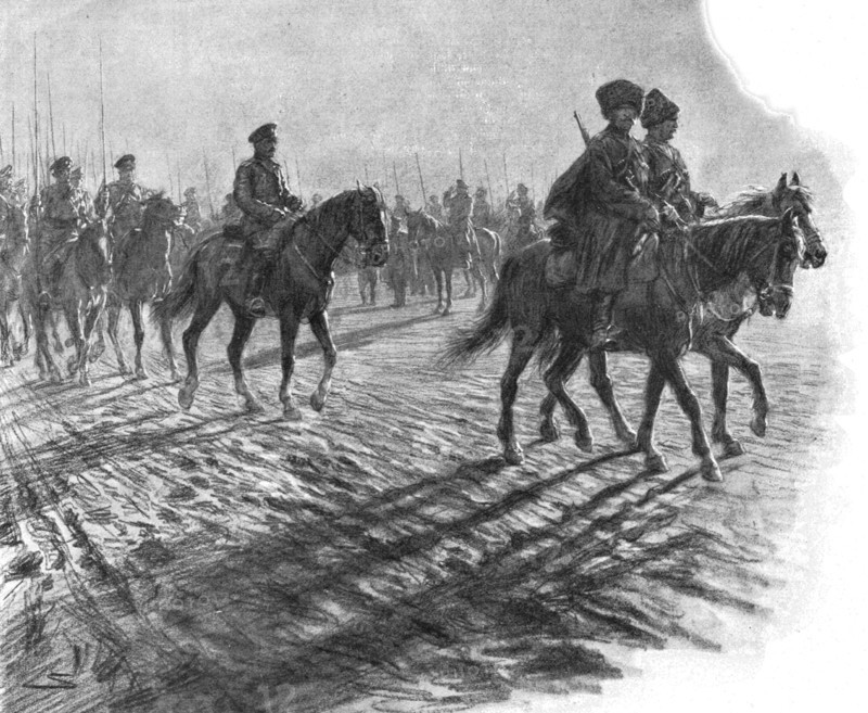 'Les Aigles du Tsar; Les Partisans defilent devant le general qui les salue', 1915. Creator: Unknown.