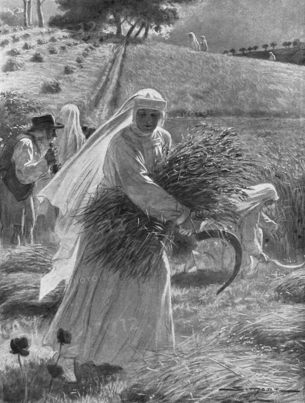 ''Pour servir Aussi; Les Franciscaines a la Moisson', 1914. Creator: J Simont.