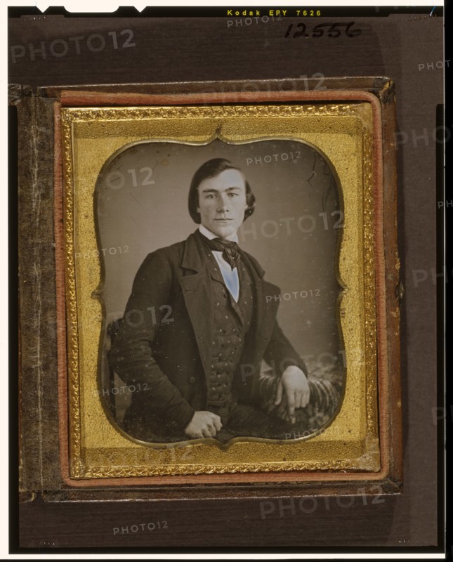 Unidentified man, three-quarters length portrait, ca. 1855. Creator: Francis Grice.