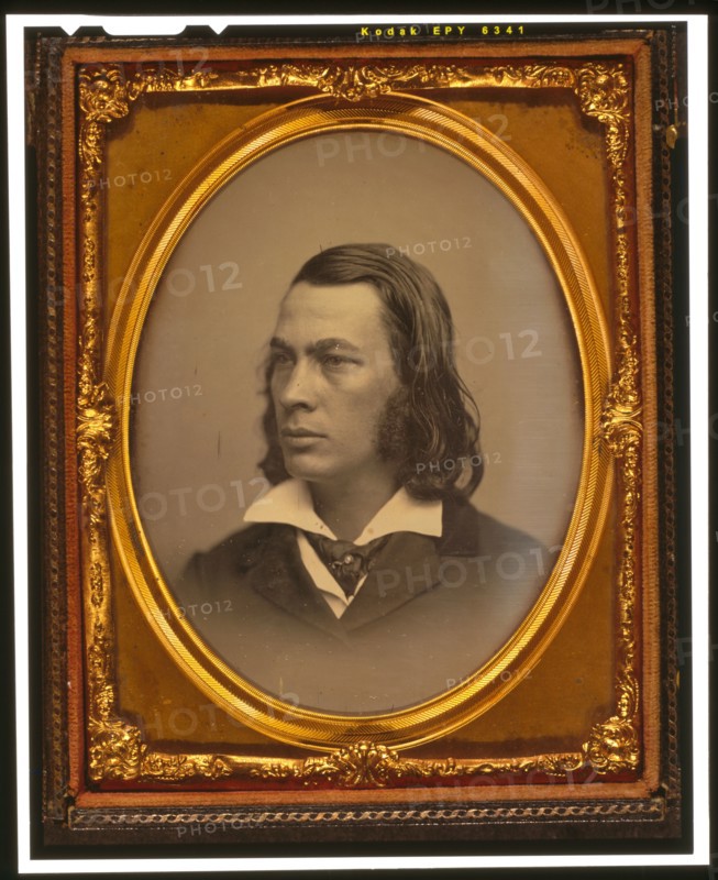 George Lippard, head and shoulders portrait, facing left, ca. 1850. Creator: Unknown.