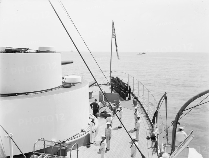 U.S.S. Kentucky, inspection on quarter deck, 1900 or 1901. Creator: Edward H Hart.