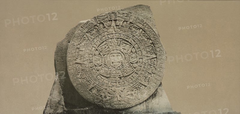 Aztec calendar stone, City of Mexico, between 1884 and 1900. Creator: William H. Jackson.