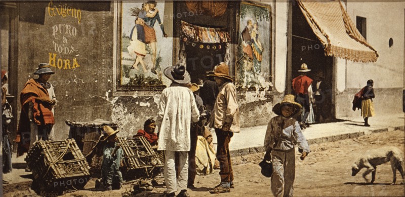 Mexico, a pulque shop, Tacubaya, between 1884 and 1900. Creator: William H. Jackson.