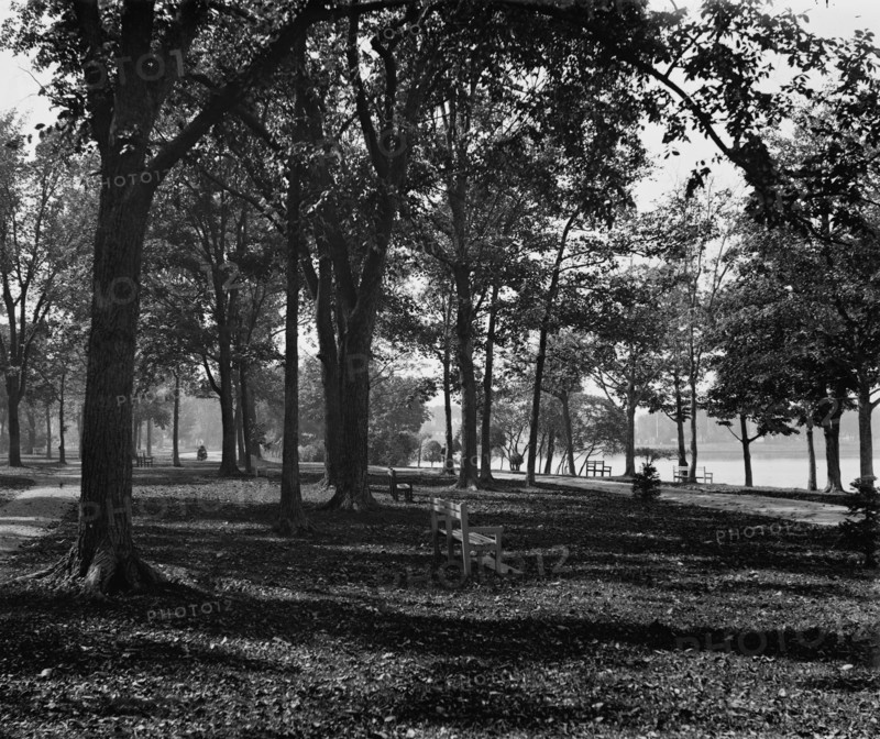 Riverside Park toward city, Neenah, Wis., c1898. Creator: William H. Jackson.