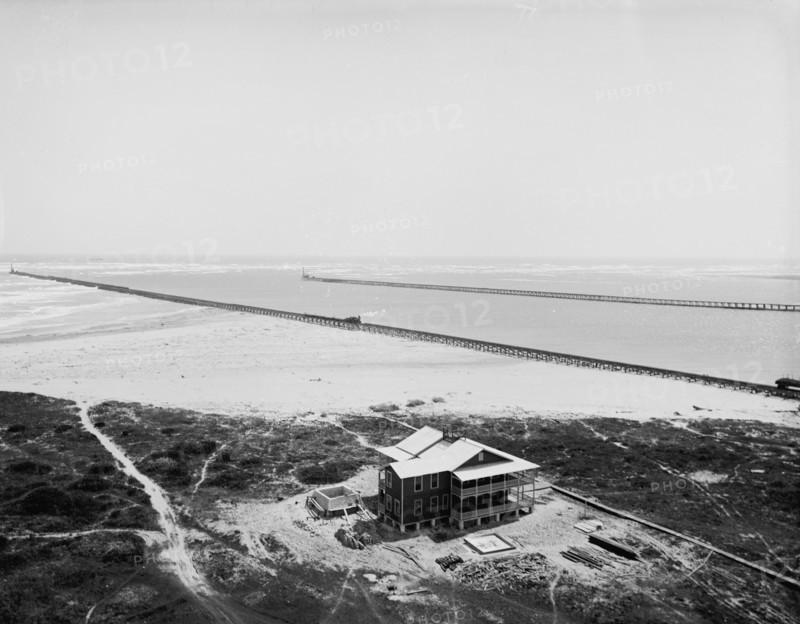 Panorama of Tampico River and the jetties from the lighthouse, between 1880 and 1897. Creator: William H. Jackson.