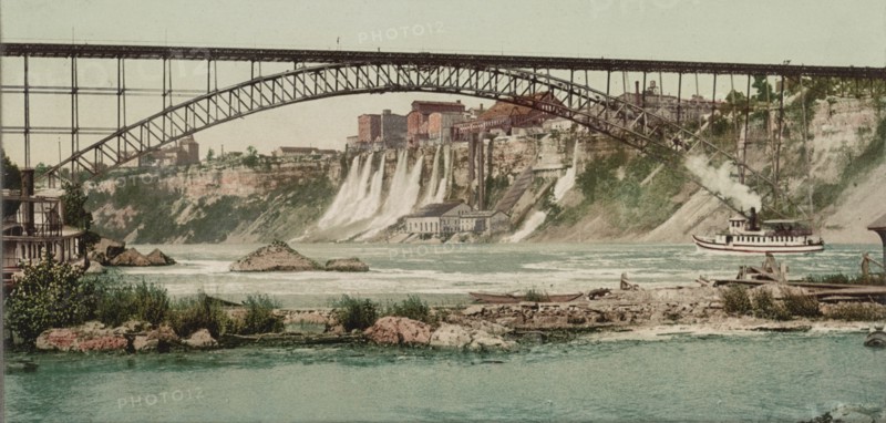 Niagara, mills and Grand Trunk (i.e. Upper Steel Arch) Bridge, ca 1900. Creator: Unknown.