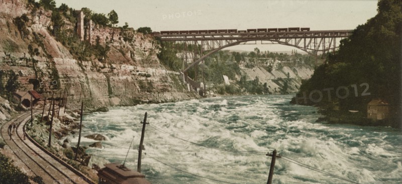 Niagara, Whirlpool Rapids and bridge, ca 1900. Creator: Unknown.