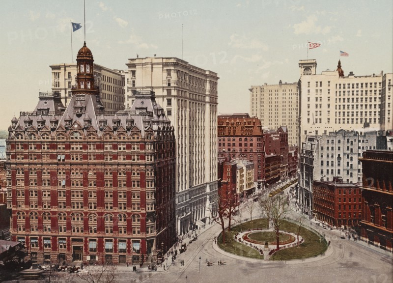 Bowling Green and Lower Broadway, New York City, c1900. Creator: Unknown.