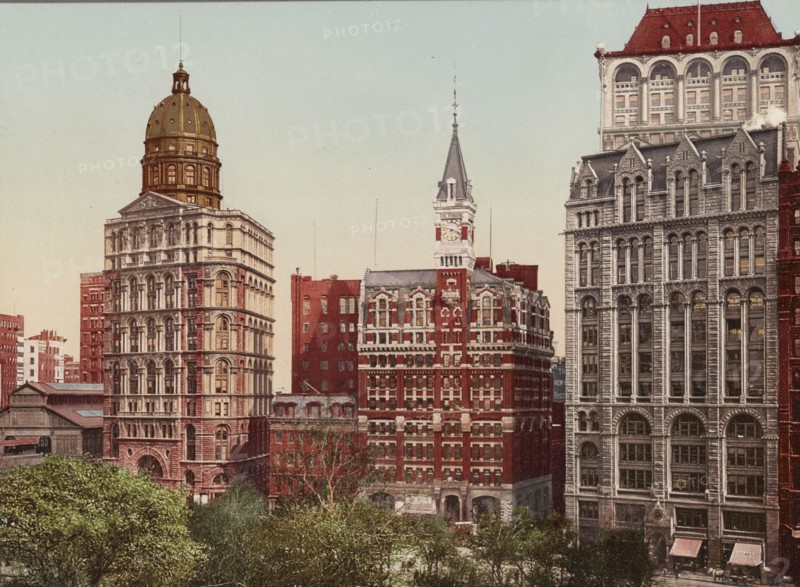 Newspaper Row, New York City, ca 1900. Creator: Unknown.