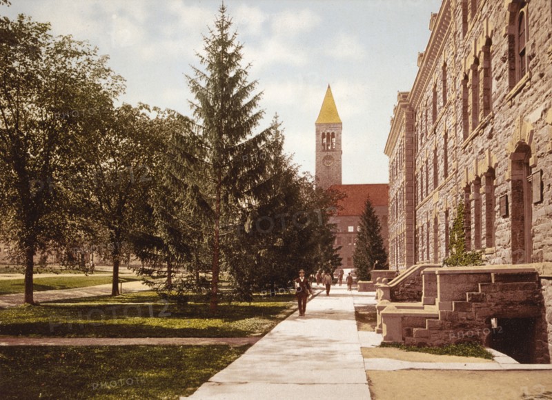 Morrill Hall and the Library, Cornell University, c1900. Creator: Unknown.