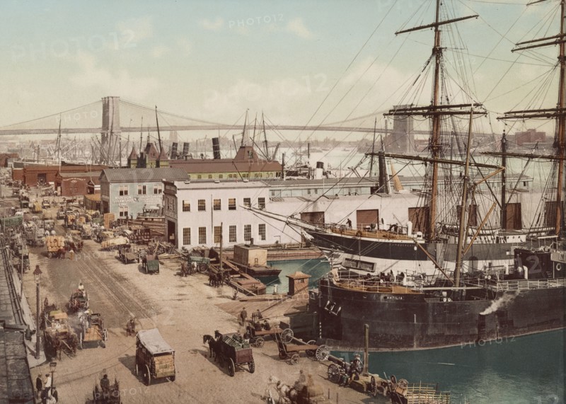 South Street and Brooklyn Bridge, New York City, c1901. Creator: Unknown.