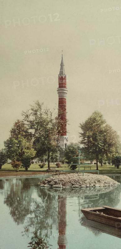 Tower from the lake, Water Works Park, Detroit, ca 1900. Creator: Unknown.