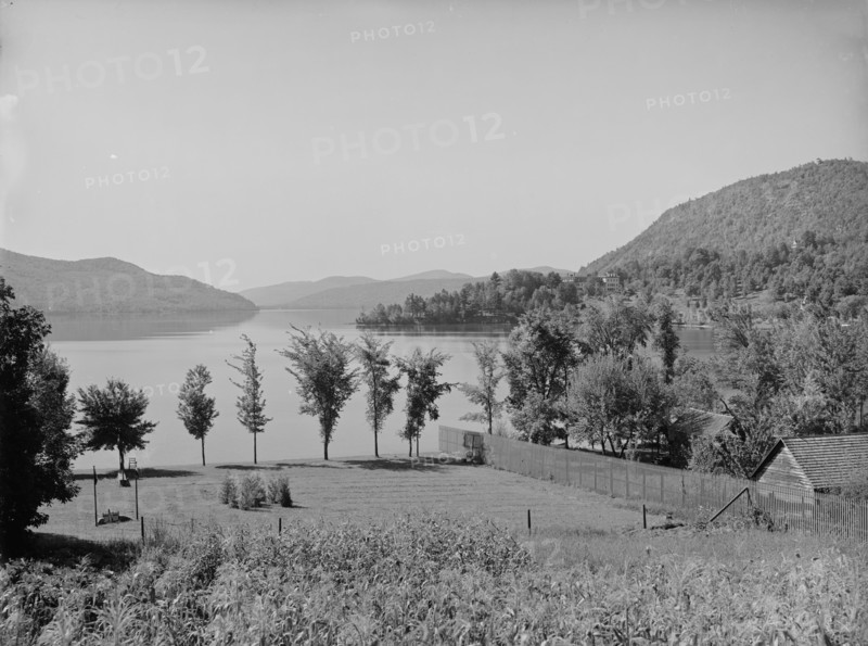 Lake and Rogers' Rock from the north, Lake George, N.Y., The, c1904. Creator: Unknown.