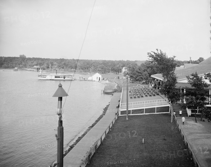 Lake shore and pavilion at Wildwood, White Bear Lake, near St. Paul, Minn., between 1900 and 1905. Creator: Unknown.