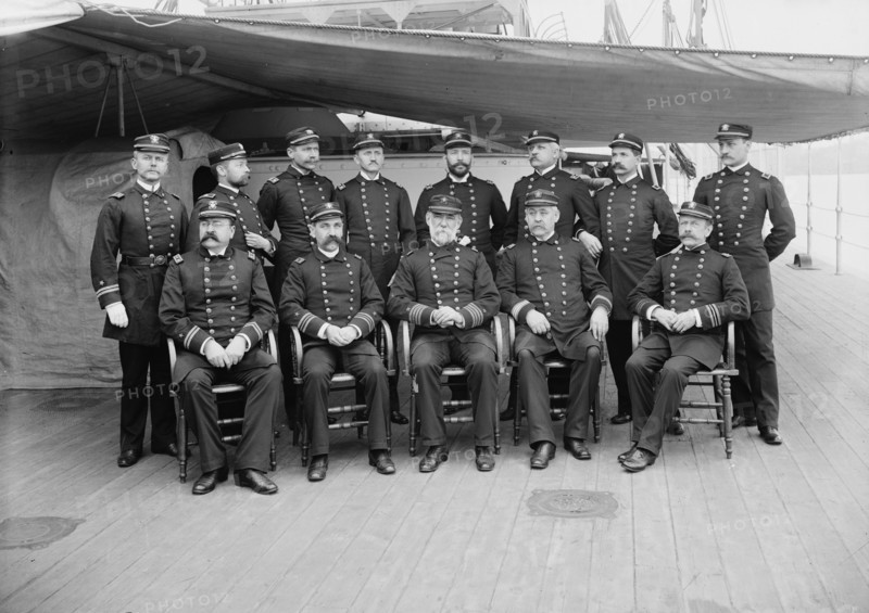 U.S.S. Miantonomoh, Capt. Montgomery Sicard and officers, between 1890 and 1901. Creator: Unknown.