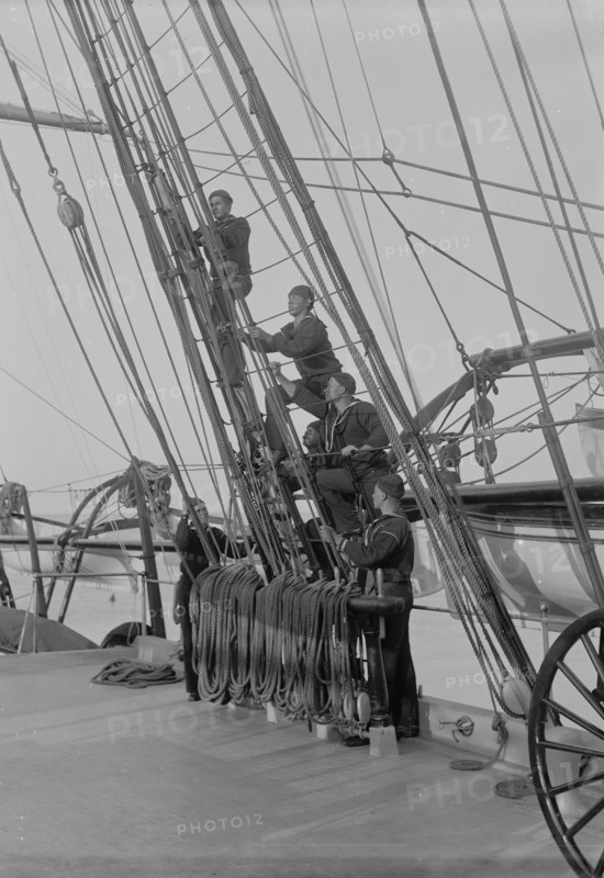 U.S.S. Richmond, "stand by to lay aloft", between 1890 and 1901. Creator: Unknown.