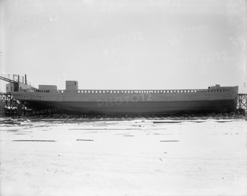 Broadside view on launching cradle, launch S.S. Tionesta, Dec. 15, 1902, 1902 Dec 15. Creator: Unknown.