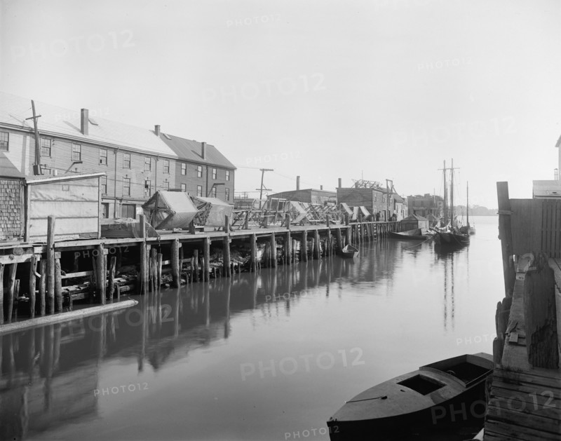 Portland, Me., drying fishermen's nets, between 1900 and 1920. Creator: Unknown.