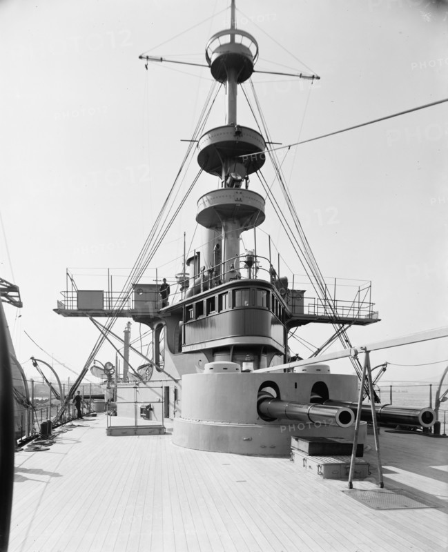 U.S.S. New York, forward turret and bridge, between 1893 and 1901. Creator: William H. Jackson.
