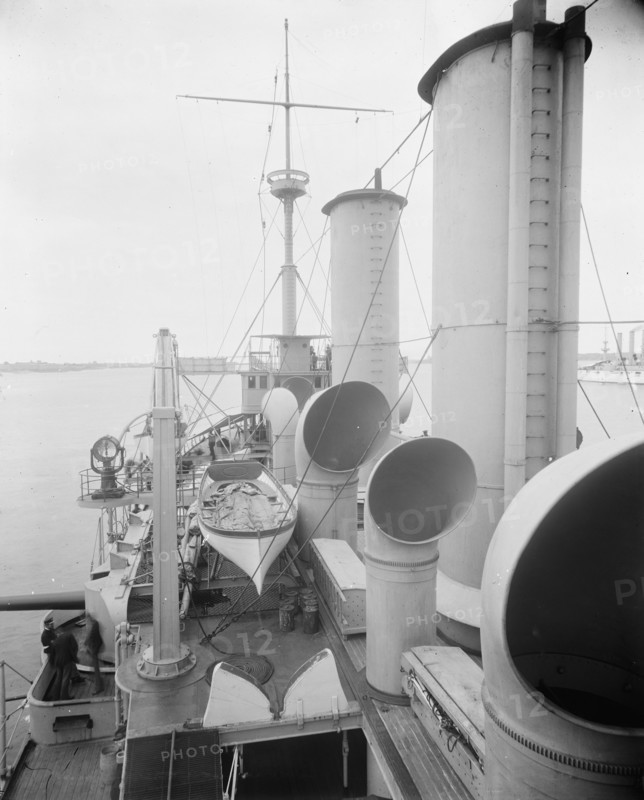 U.S.S. New York, looking aft from bridge, between 1893 and 1901. Creator: William H. Jackson.