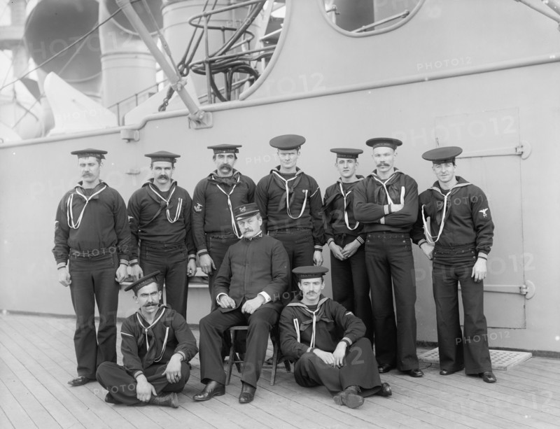 U.S.S. New York, carpenter's gang, between 1893 and 1901. Creator: William H. Jackson.