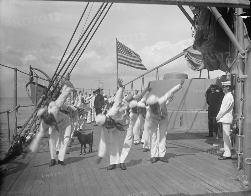 U.S.S. New York, morning exercise, between 1893 and 1901. Creator: William H. Jackson.