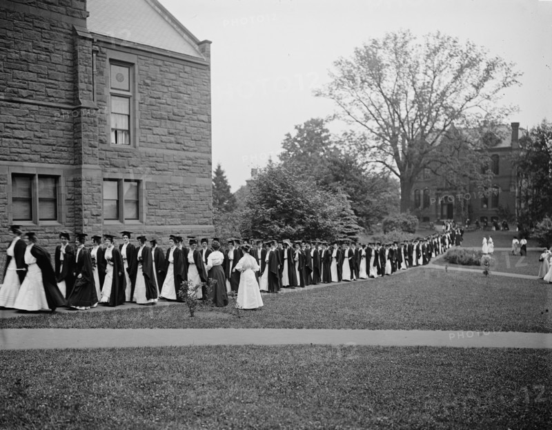 Seniors marching to chapel, Mount Holyoke College, South Hadley, Mass., c1908. Creator: William H. Jackson.