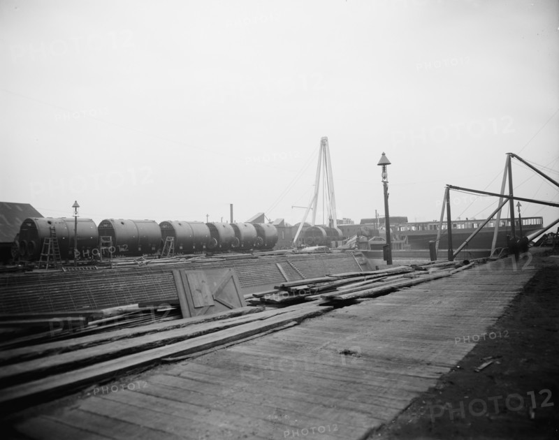 Complete battery of boilers for Str. Seeandbee, six single- ended, three double-ended, 1912 Nov 23. Creator: William H. Jackson.