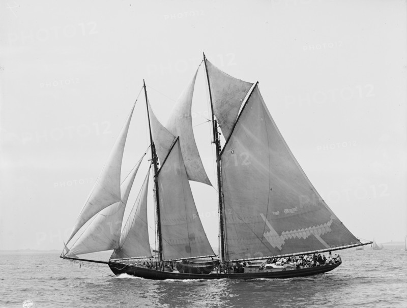 James W. Parker, two masted schooner, (1907?). Creator: Nathaniel Stebbins.
