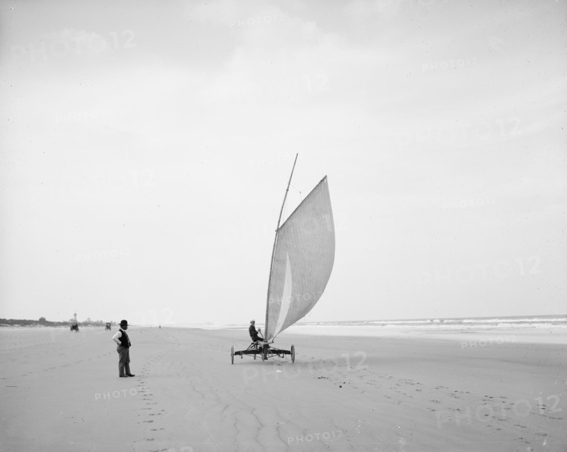 Sailing on the beach, Ormond, Fla., between 1900 and 1910. Creator: Unknown.