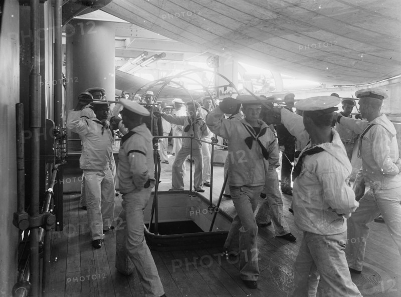 U.S.S. Brooklyn, single stick exercise, between 1896 and 1899. Creator: Unknown.