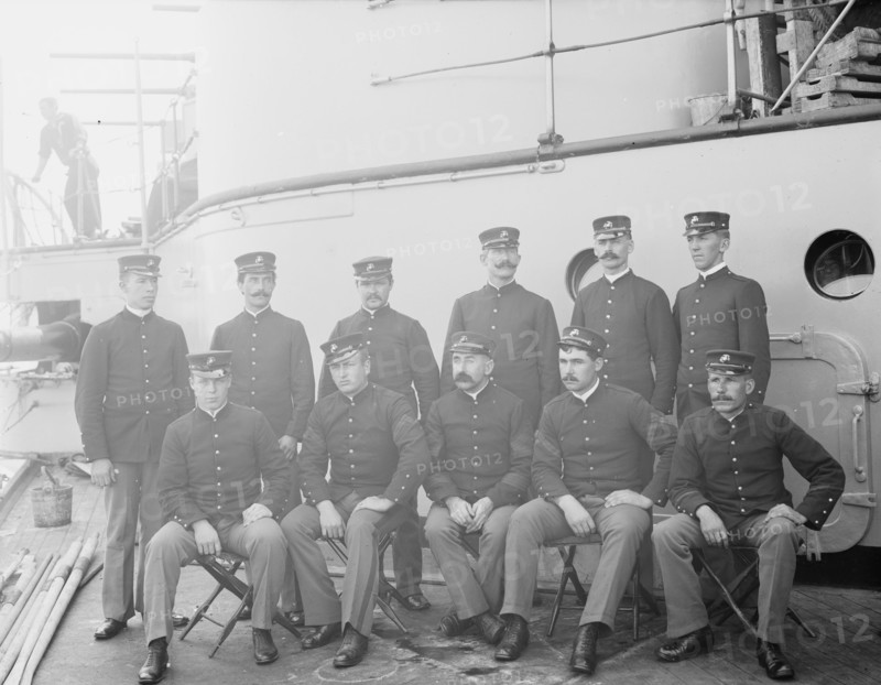 U.S.S. Indiana, group of marines, between 1895 and 1901. Creator: Unknown.