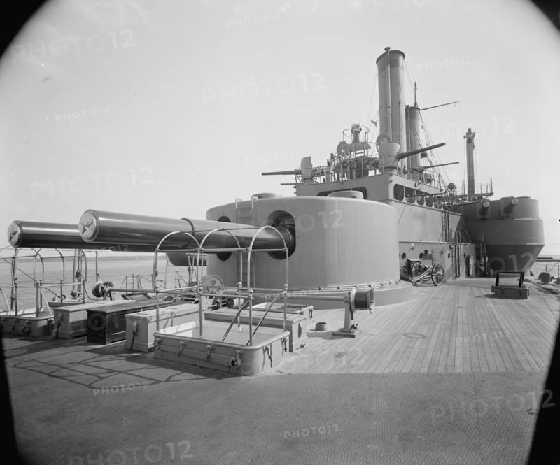 U.S.S. Iowa, 12 inch and 8 inch gun turrets, between 1897 and 1901. Creator: Unknown.