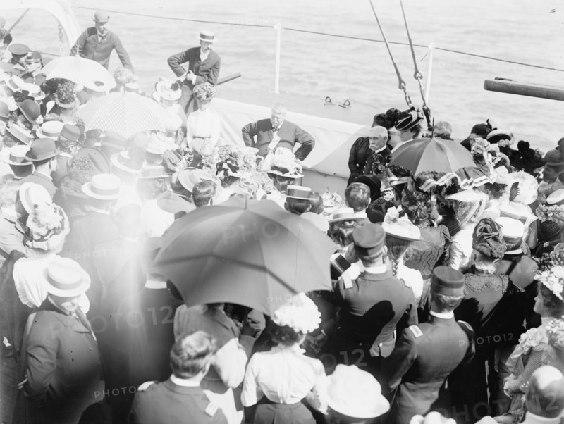 U.S.S. Kentucky, presentation of silver service, 1900 or 1901. Creator: Unknown.