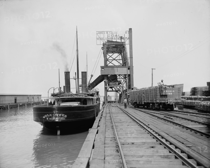 Dumping a car, Ellsworth coal chutes, Cleveland, ca 1900. Creator: Unknown.