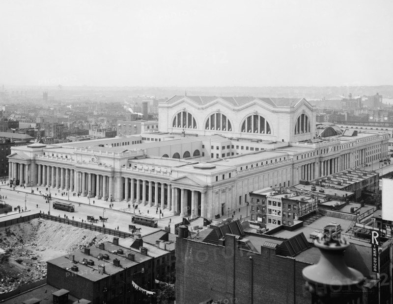 Bird's-eye view, Penn. [i.e. Pennsylvania] Station, New York City, c.between 1910 and 1920. Creator: Unknown.