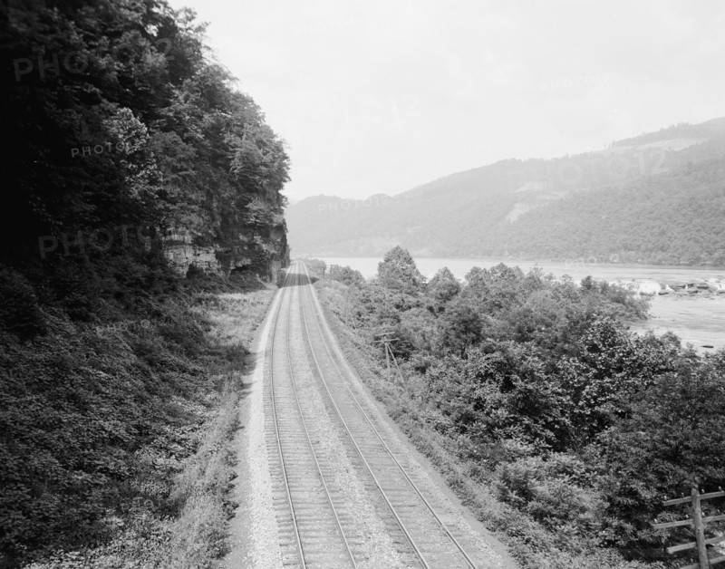 C. & O. Ry. [i.e. Chesapeake and Ohio Railway] at Sandstone Falls, W. Va., c.between 1910 and 1920. Creator: Unknown.