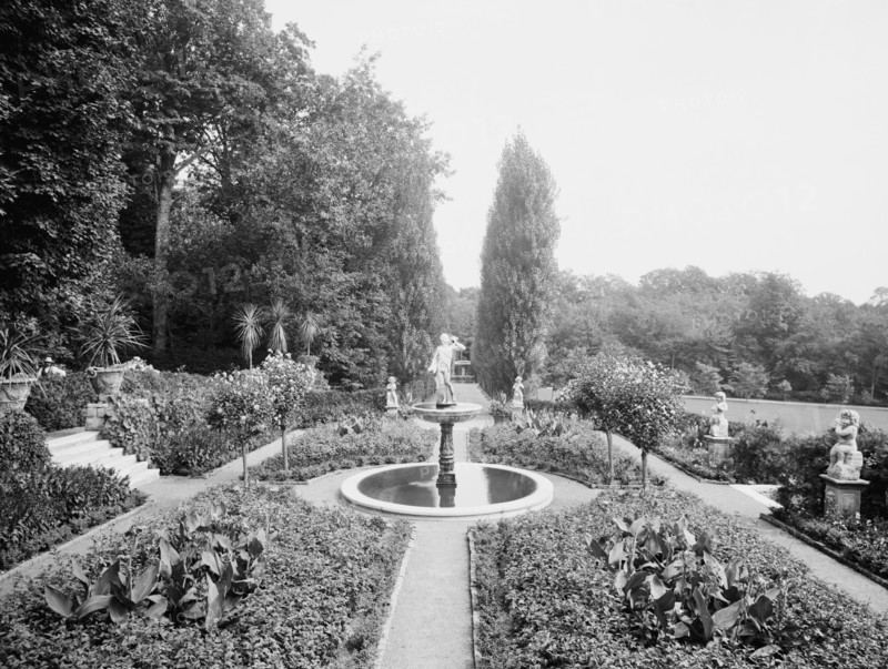 The Flower gardens at Bellefontaine, country home of Giraud Foster, Lenox, Mass., c.1910-1920. Creator: Unknown.