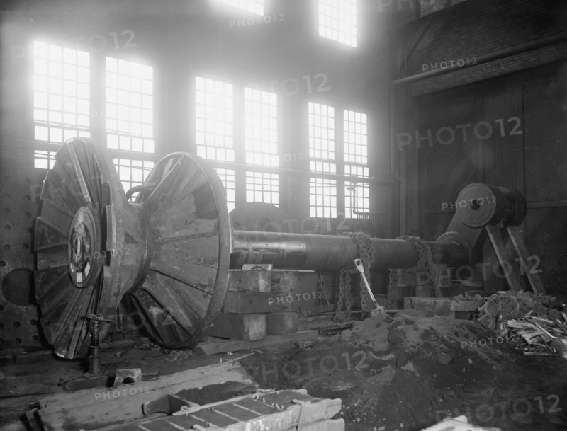 Shafting for new Detroit & Cleveland Navigation Co. steamer, (1907?). Creator: Unknown.