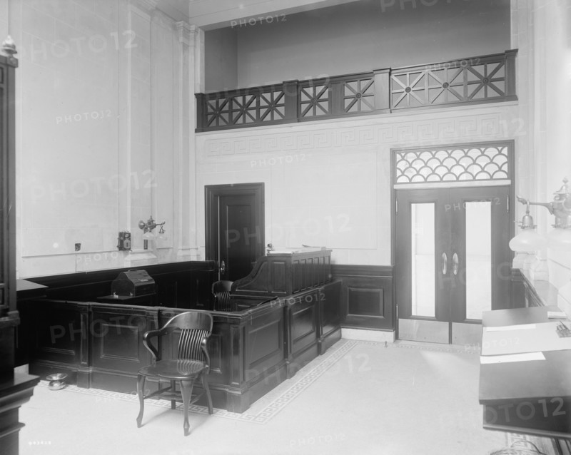 Seventy-second Street branch, 19th Ward Bank, interior, low desk, N.Y., between 1900 and 1915. Creator: Unknown.