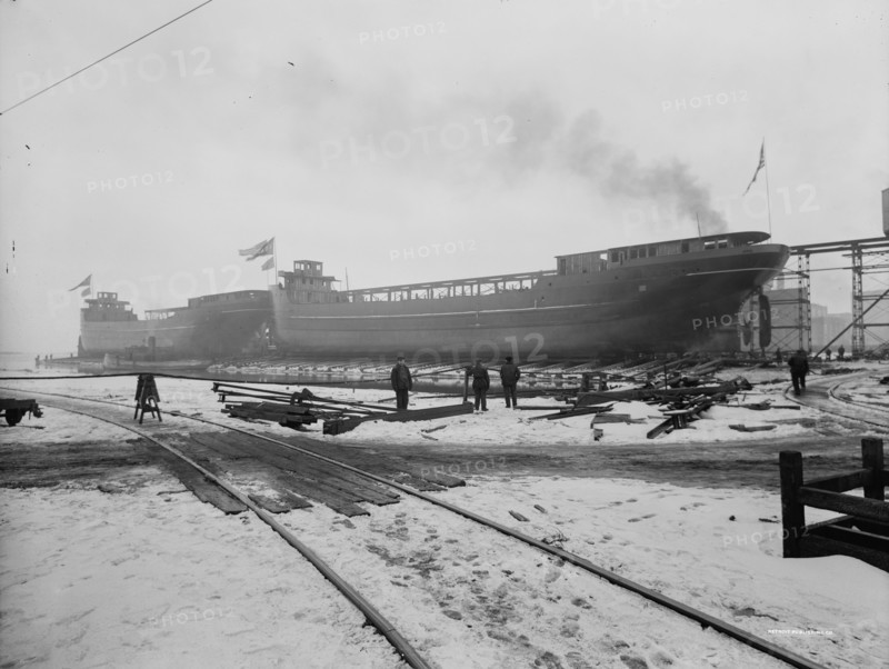 Strs. A.D. MacTier and F.P. Jones on the ways, 1913 Mar 8. Creator: Unknown.
